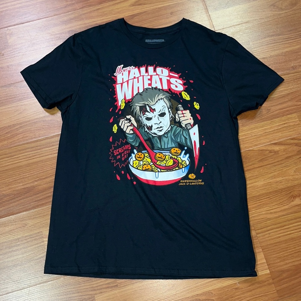 Myers Hsllo Wheats Black Tshirt LG Halloween